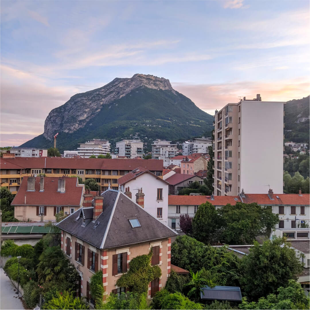 View of Grenoble city and mountains